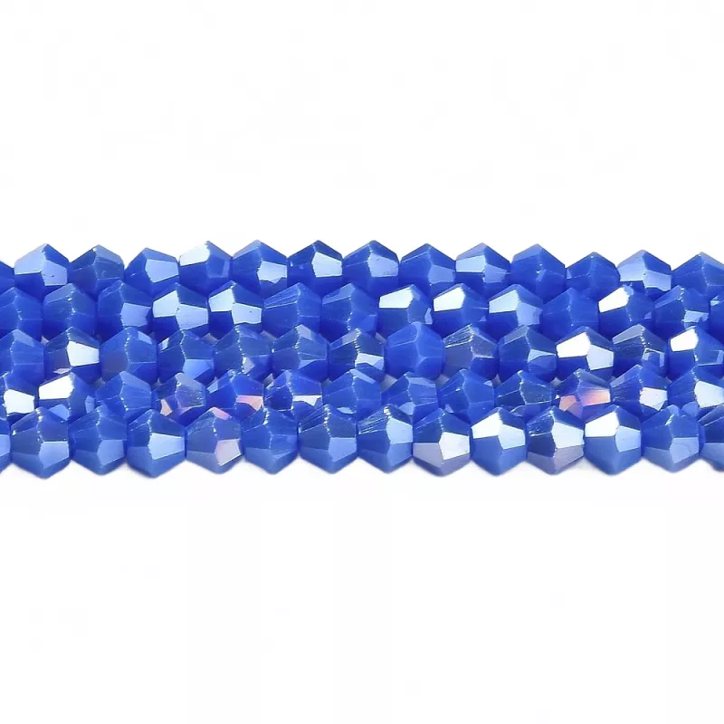 Skleněné sluníčko 4x4 mm, 92 ks, plnobarevná modrá s AB pokovem