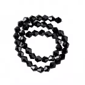 Skleněné sluníčko 6x6 mm, 47 ks, černé