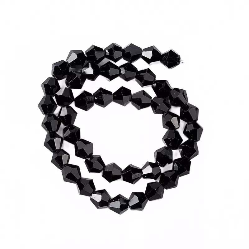 Skleněné sluníčko 6x6 mm, 47 ks, černé