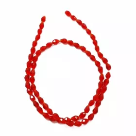 Skleněný drop 11x8 mm, 57 ks, červený