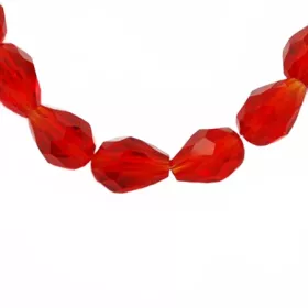 Skleněný drop 11x8 mm, 57 ks, červený