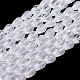 Skleněný drop 11x8 mm, 58 ks, čirý s lustrovým pokovem