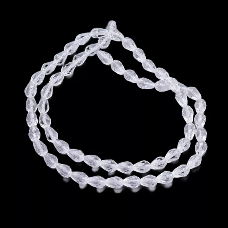 Skleněný drop 11x8 mm, 58 ks, čirý s lustrovým pokovem