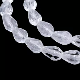 Skleněný drop 11x8 mm, 58 ks, čirý s lustrovým pokovem