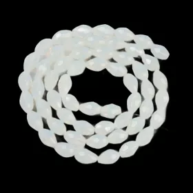 Skleněný drop 11x8 mm, 60 ks, opálová