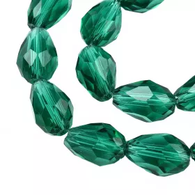 Skleněný drop 11x8 mm, 58 ks, zelená petrolejová