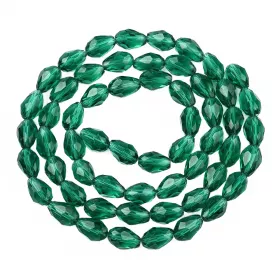 Skleněný drop 11x8 mm, 58 ks, zelená petrolejová