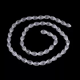 Skleněný drop 15x10 mm, 45 ks na šňůře, čiré s lustrovým pokovem