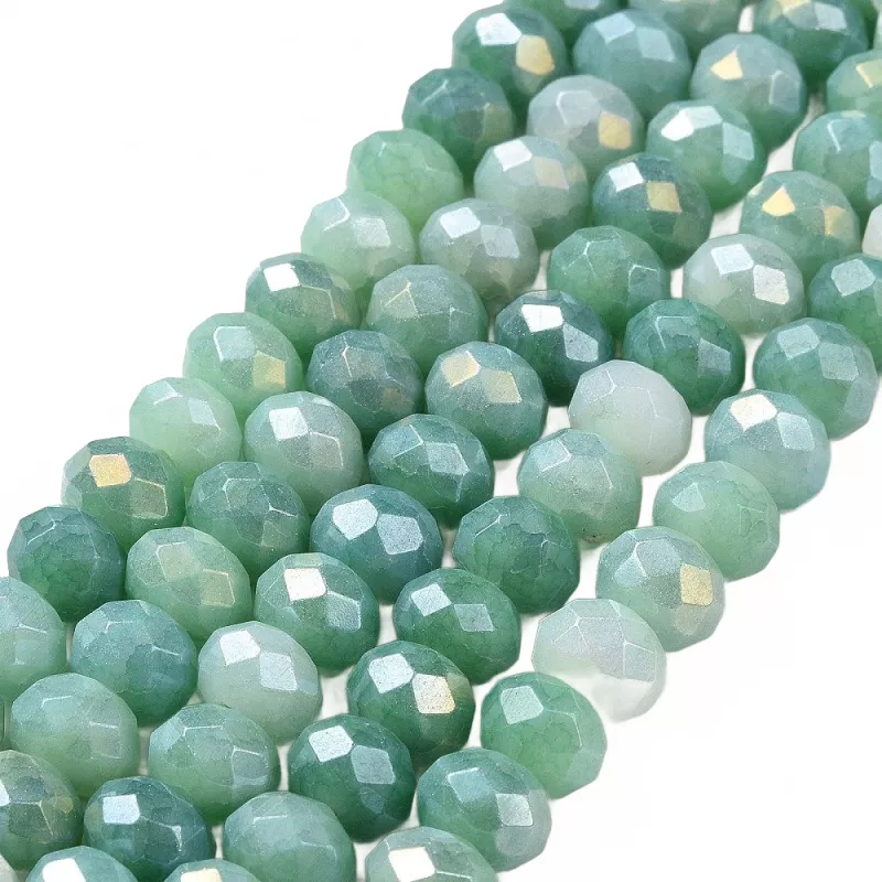 Slavík 8x6 mm, 64 ks, plnobarevný mix zelená s AB pokovem