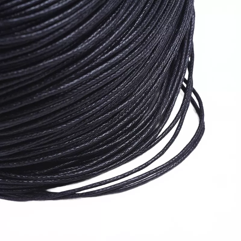 Šňůrka voskovaná bavlněná 1 mm, 1 metr, černá