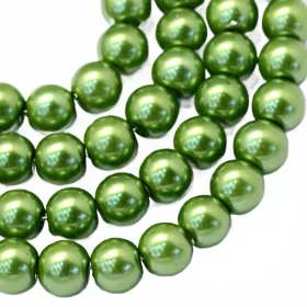 Voskované perle 6 mm, 146  ks,  zelená č. 13