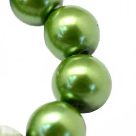 Voskované perle 6 mm, 146 ks, zelená č. 13