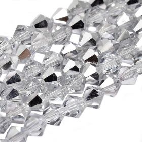 Skleněné sluníčko 5x5 mm, 56 ks, čirá se stříbrným pokovem