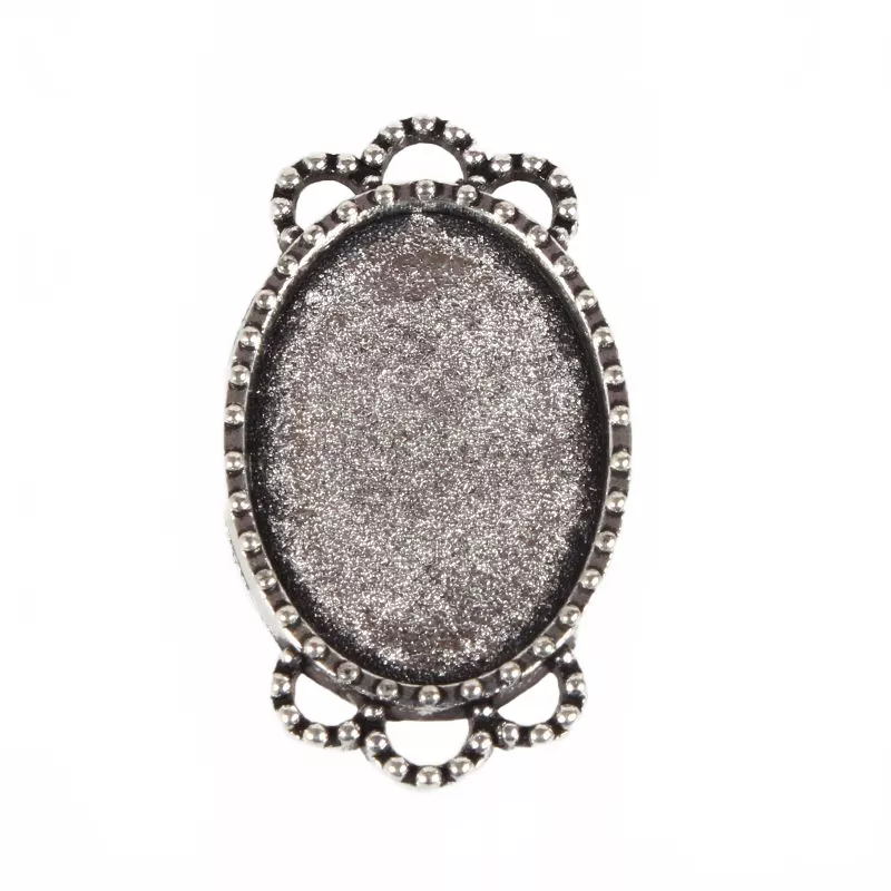 Přívěsek 25x15 mm s lůžkem 18x13 mm, starostříbro