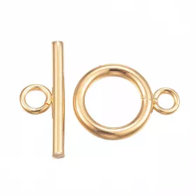 Americké zapínání z chirurgické oceli 304, 16,5x12x2 mm, zlaceno 18 kt zlatem