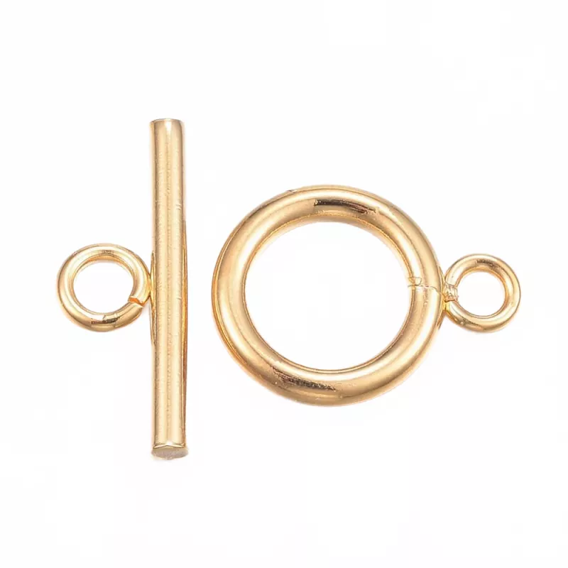 Americké zapínání z chirurgické oceli 304, 16,5x12x2 mm, zlaceno 18 kt zlatem