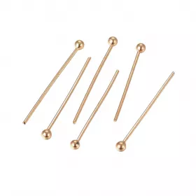 Ketlovací nýt s kuličkou 20x0,6 mm, chirurgická ocel, 20 ks, zlatá barva Ketlovací nýt s kuličkou 20x0,6 mm, chirurgická ocel, 20 ks, zlatá barva