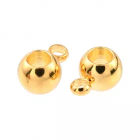 Přívěsek s očkem 9x6x4,5 mm z chirurgické oceli 304, vnitřní průměr 3 mm, 5 ks, zlatá barva