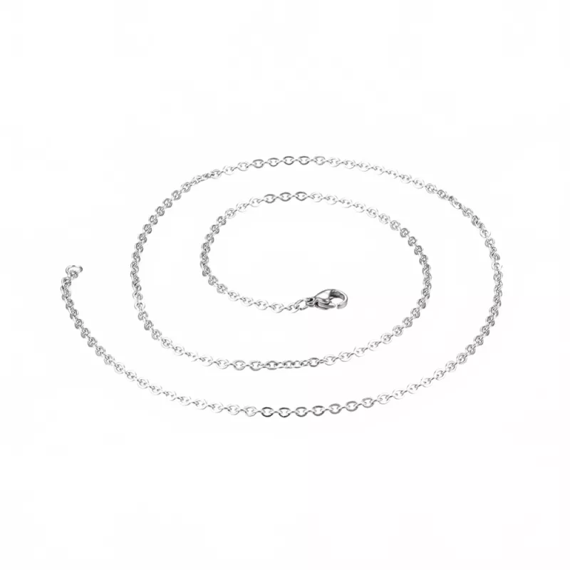 Řetízek s karabinkou z chirurgické oceli 45 cm / 1,2 mm, platinový
