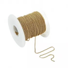 Řetízek z chirurgické oceli, oválné očko 2x1,5x0,4 mm, 1 metr, zlatá barva
