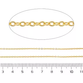 Řetízek z chirurgické oceli, ploché oválné očko 2x1,6x0,35 mm, 1 metr, vakuově ...