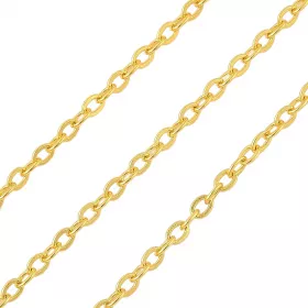 Řetízek z chirurgické oceli, ploché oválné očko 3,5x2,6x0,5 mm, 1 metr, zlatá barva