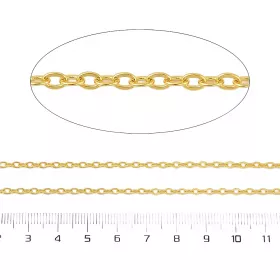 Řetízek z chirurgické oceli, ploché oválné očko 3,5x2,6x0,5 mm, 1 metr, zlatá barva