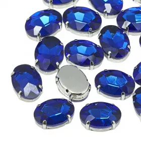 Šatonová růže v kotlíku, 10x8x5 mm, 5 ks, safír/platinová
