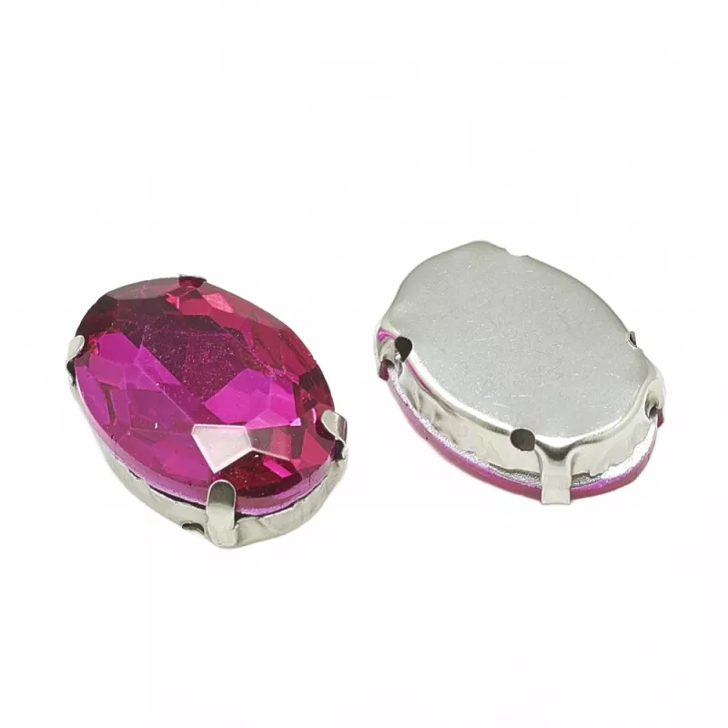 Šatonová růže v kotlíku, 10x8x5 mm, 5 ks, tmavě růžová/platinová