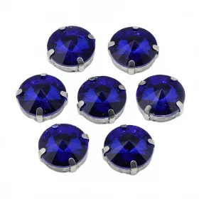 Šatonová růže v kotlíku, 11x7,2 mm, 5 ks, královská modrá/platinová