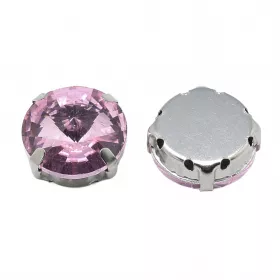 Šatonová růže v kotlíku, 11x7,2 mm, 5 ks, růžová/platinová