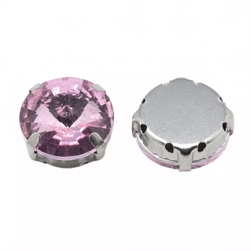 Šatonová růže v kotlíku, 11x7,2 mm, 5 ks, růžová/platinová