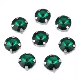 Šatonová růže v kotlíku, 11x7,2 mm, 5 ks, zelená/platinová