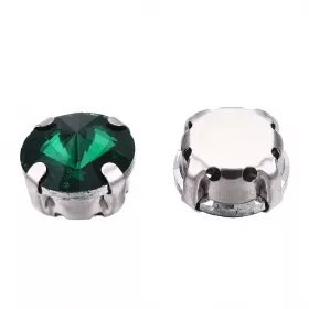 Šatonová růže v kotlíku, 11x7,2 mm, 5 ks, zelená/platinová
