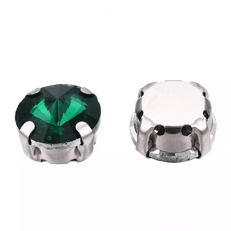 Šatonová růže v kotlíku, 11x7,2 mm, 5 ks, zelená/platinová