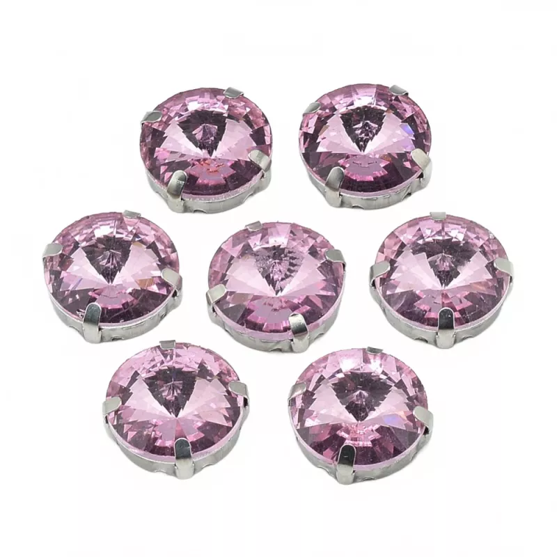 Šatonová růže v kotlíku, 13x7,5 mm, 5 ks, růžová/platinová