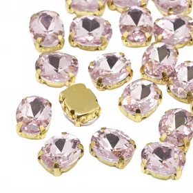 Šatonová růže v kotlíku, 14x10x6,5 mm, 5 ks, růžová/zlatá