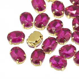 Šatonová růže v kotlíku, 14x10x6,5 mm, 5 ks, tmavě růžová/zlatá