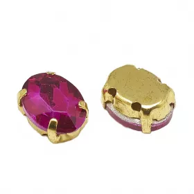 Šatonová růže v kotlíku, 14x10x6,5 mm, 5 ks, tmavě růžová/zlatá