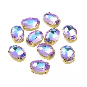 Šatonová růže v kotlíku, 14x10x6 mm, 5 ks, Vitrail light/zlatá