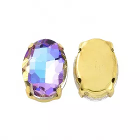 Šatonová růže v kotlíku, 14x10x6 mm, 5 ks, Vitrail light/zlatá