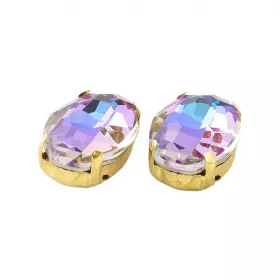 Šatonová růže v kotlíku, 14x10x6 mm, 5 ks, Vitrail light/zlatá