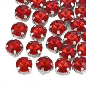 Šatonová růže v kotlíku, 8 mm, 5 ks, červená/platinová