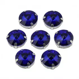 Šatonová růže v kotlíku, 8 mm, 5 ks, královská modrá/platinová