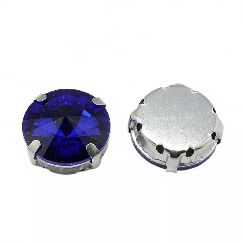 Šatonová růže v kotlíku, 8 mm, 5 ks, královská modrá/platinová