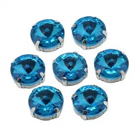 Šatonová růže v kotlíku, 8 mm, 5 ks, modrá/platinová