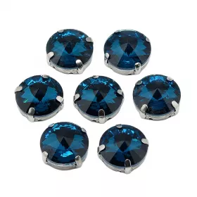 Šatonová růže v kotlíku, 8 mm, 5 ks, petrolejová/platinová