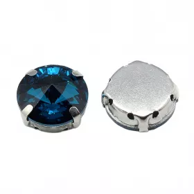 Šatonová růže v kotlíku, 8 mm, 5 ks, petrolejová/platinová