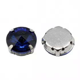 Šatonová růže v kotlíku, 8 mm, 5 ks, pruská modrá/platinová