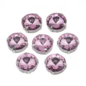 Šatonová růže v kotlíku, 8 mm, 5 ks, růžová/platinová